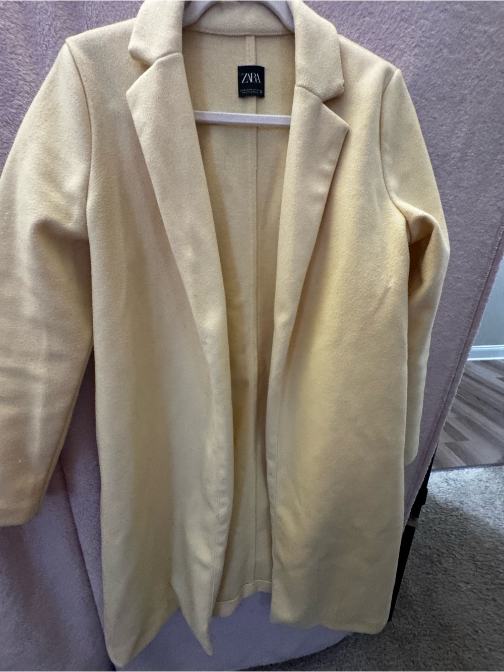 ZARA Soft Pale Yellow Open Trench Coat